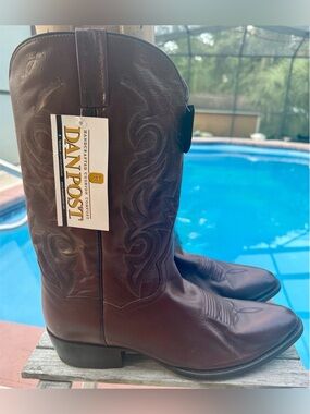 DAN POST MILWAUKEE WESTERN ROUND TOE BOOTS ANTIQUE TAN MENS SIZE 13~NEW* (READ)